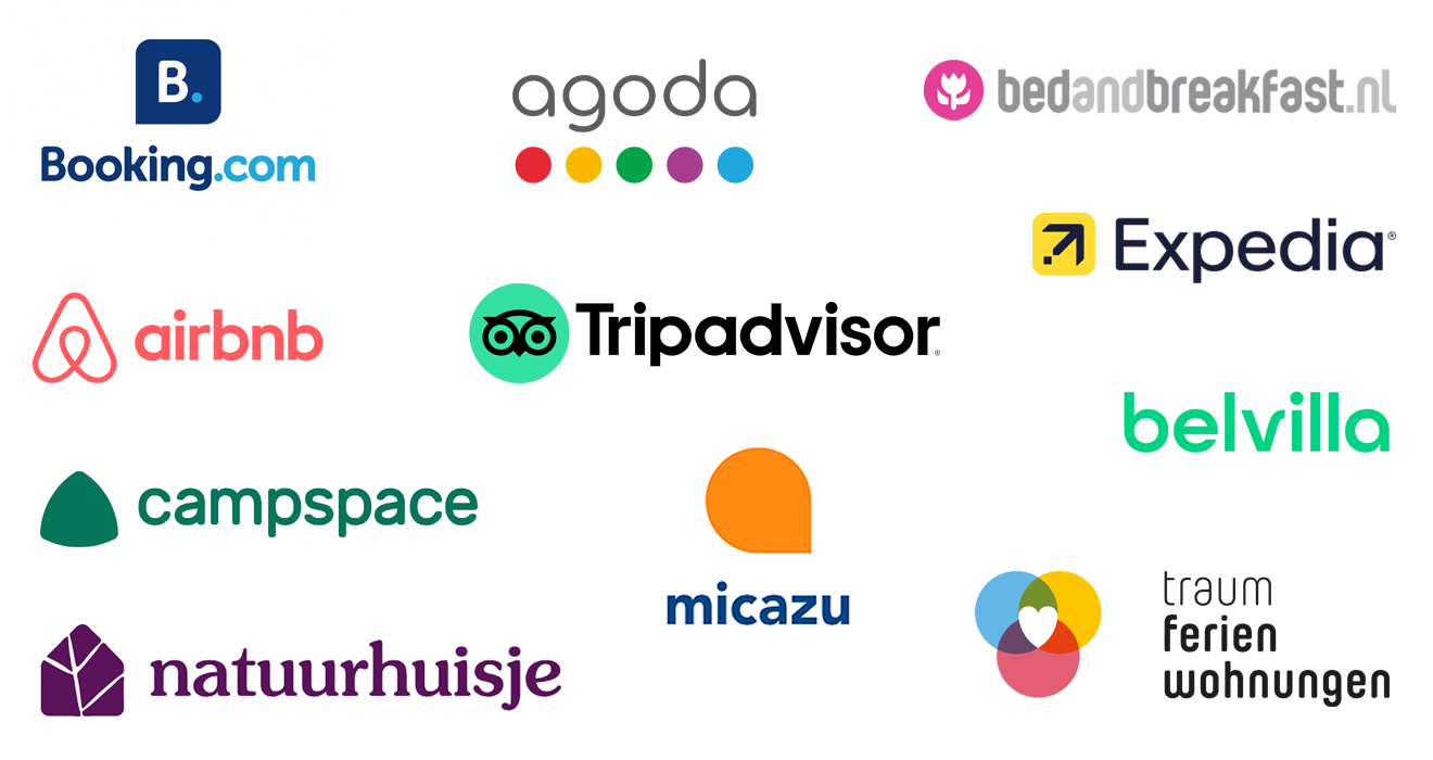 Connect with Booking.com, Agoda, Tripadvisor, Bedandbreakfast.nl, Micazu and more!